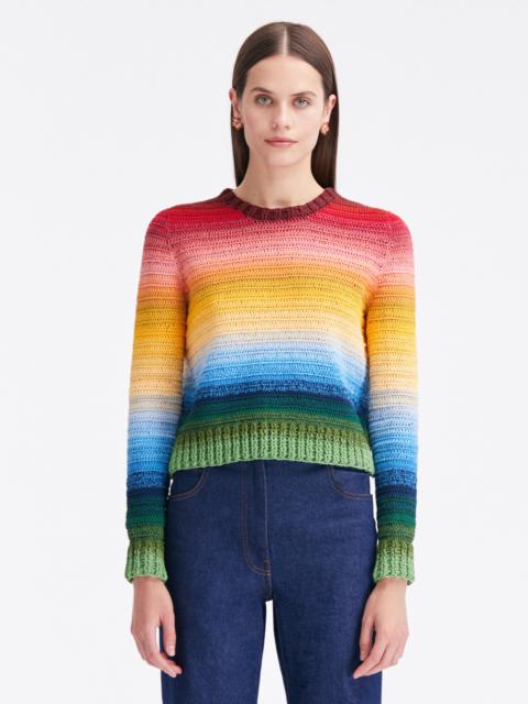 Oscar de la Renta RAINBOW OMBRÉ CROCHET PULLOVER