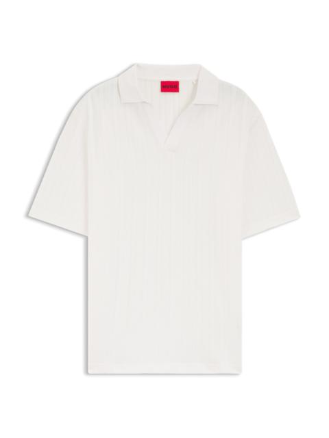 HUGO JACQUARD-STRIPE POLO SHIRT WITH JOHNNY COLLAR