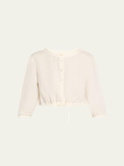 EMPORIO SIRENUSE New Jinny Linen Crop Blouse