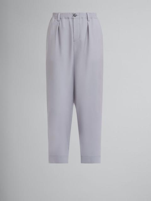 GREY TROPICAL WOOL TROUSERS WITH DRAWSTRING WAIST