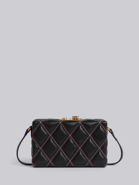 Thom Browne Black Quilted Caviar Agneau Mini Trunk Shoulder Strap Clutch