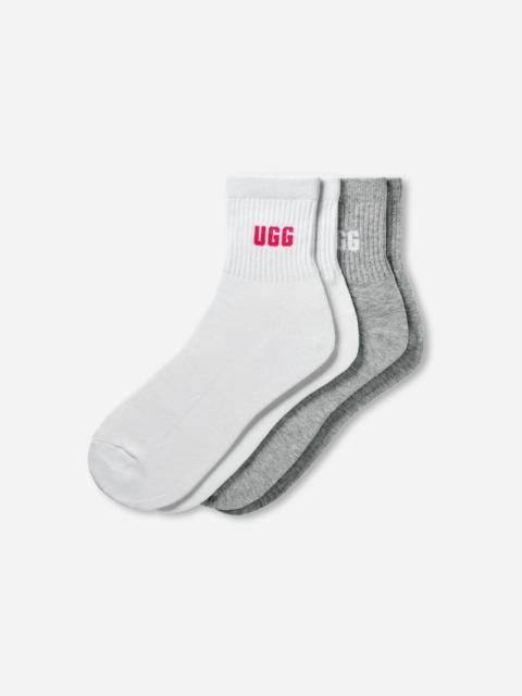 UGG ® Women's Quinlin Logo Quarter 2 Pack Cotton in Chroma Pink/Grey Heather