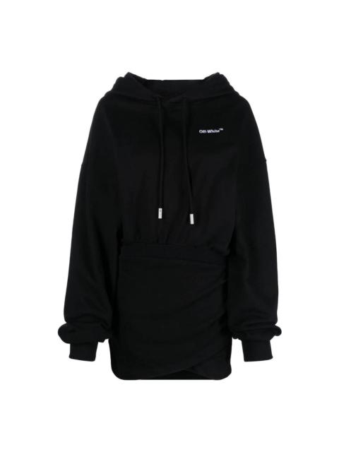 Off-White (WMNS) Off-White Logo-Embroidered Cotton Hoodie 'Black' OWDB423C99JER0021001