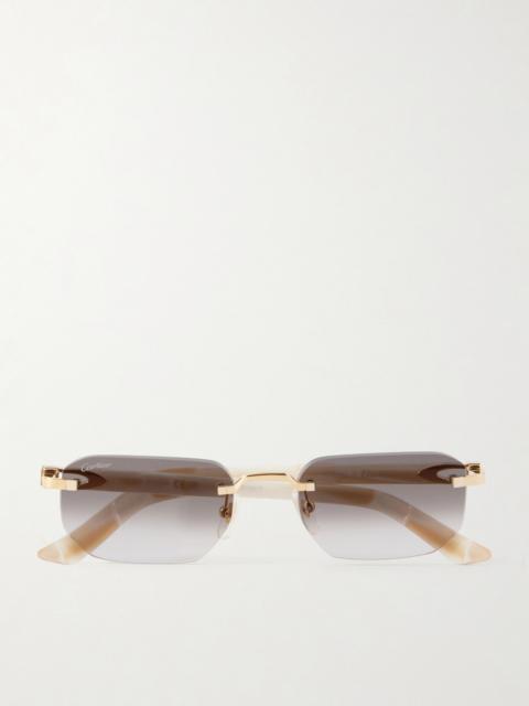 Cartier Signature C Square-Frame Gold-Tone and Acetate Sunglasses