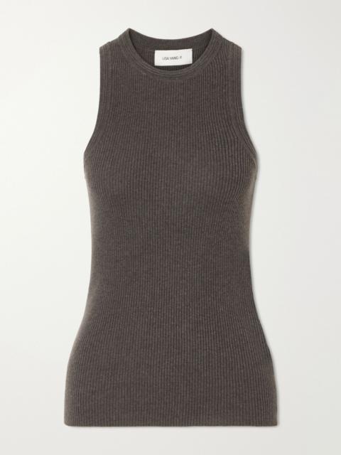 LISA YANG Amya ribbed cotton and cashmere-blend tank Brown