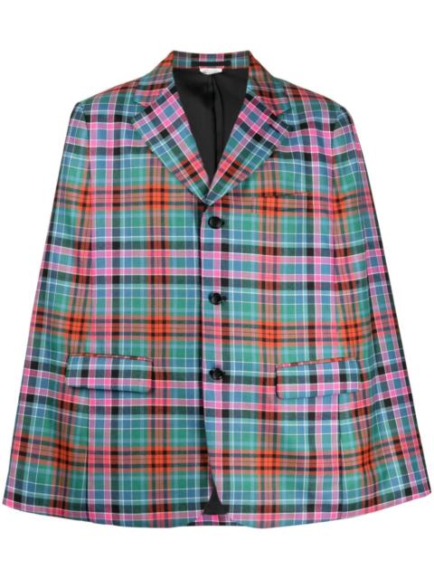 Madras-check wool blazer