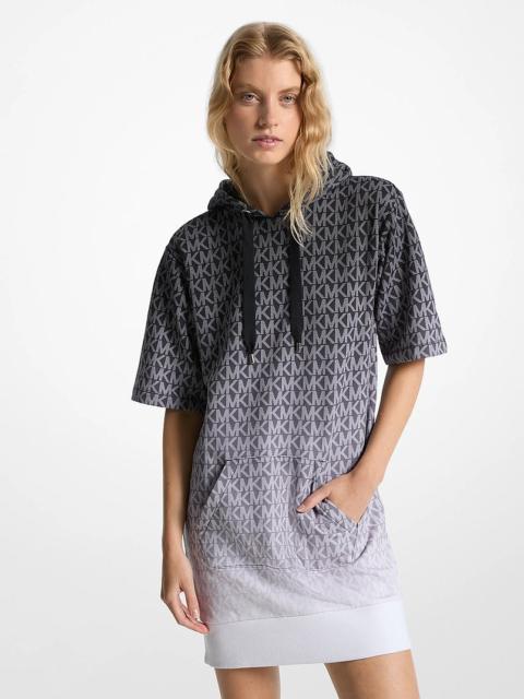 MICHAEL KORS Ombré Signature Logo Cotton Terry Hoodie Dress