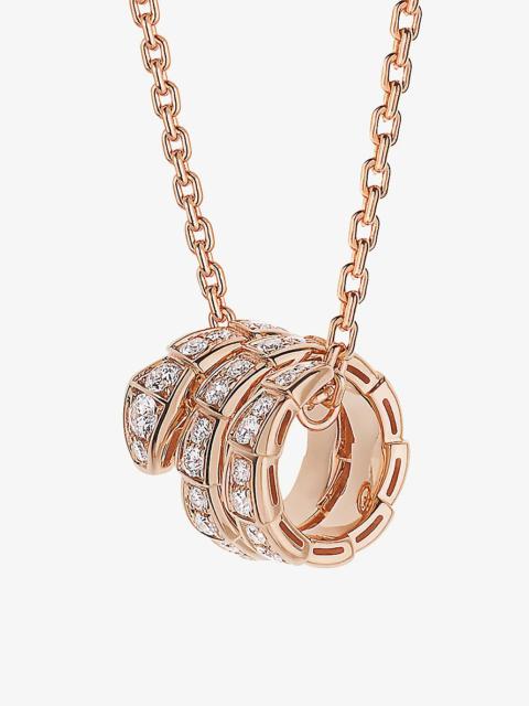 BVLGARI Serpenti Viper 18ct rose-gold and 0.63ct round-cut diamond pendant necklace
