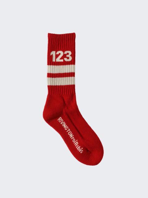 RIVINGTON roi Rebis 123 Socks Red And Vintage White