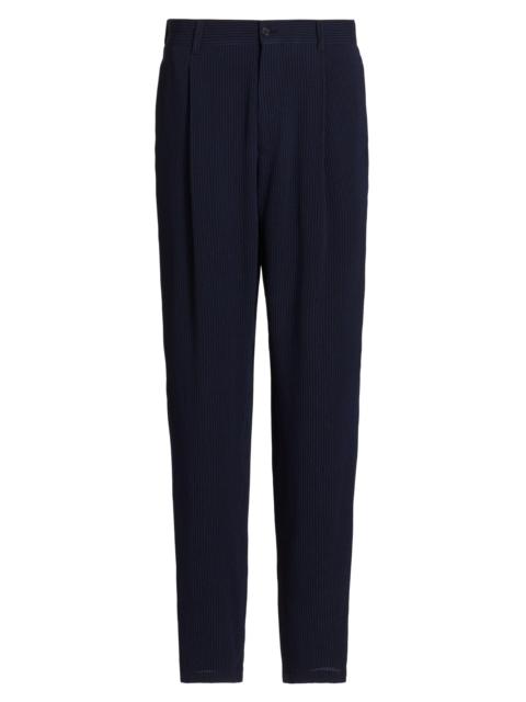 GIORGIO ARMANI Men's Pinstriped Flat-Front Trousers - Black Beauty