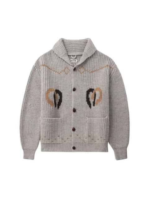 BODE patterned intarsia-knit wool-blend cardigan