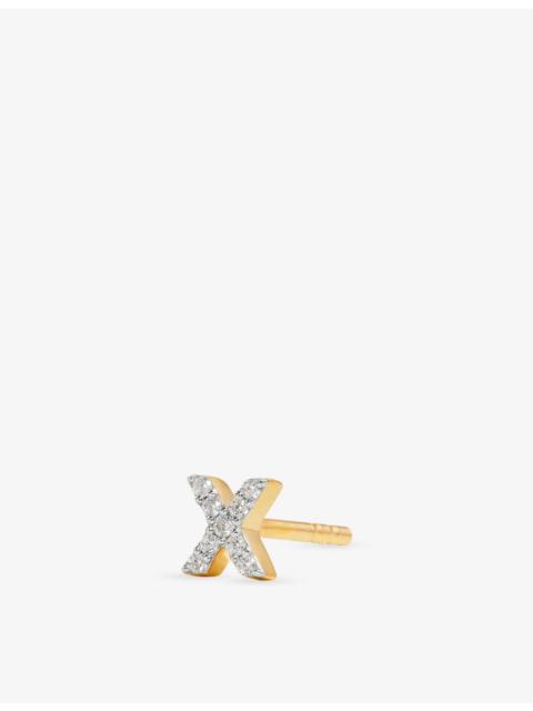 MISSOMA Initial X Pave Initial 18ct Gold Vermeil And Cubic Zirconia Single Stud Earring