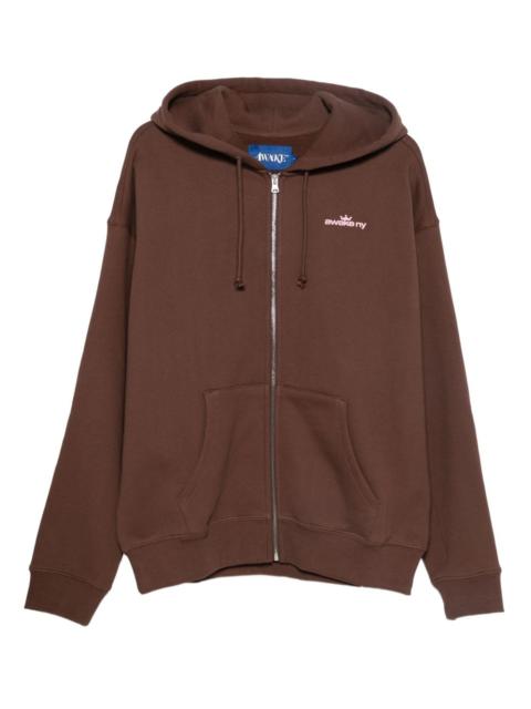 AWAKE NY crown-logo zip-up hoodie