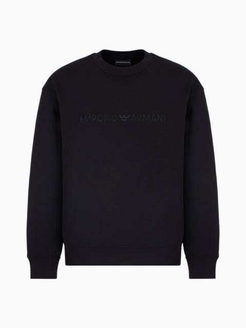 EMPORIO ARMANI DOUBLE-JERSEY SWEATSHIRT WITH EMBOSSED EMBROIDERED LOGO