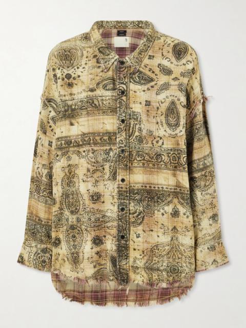 R13 Frayed Printed Cotton Shirt