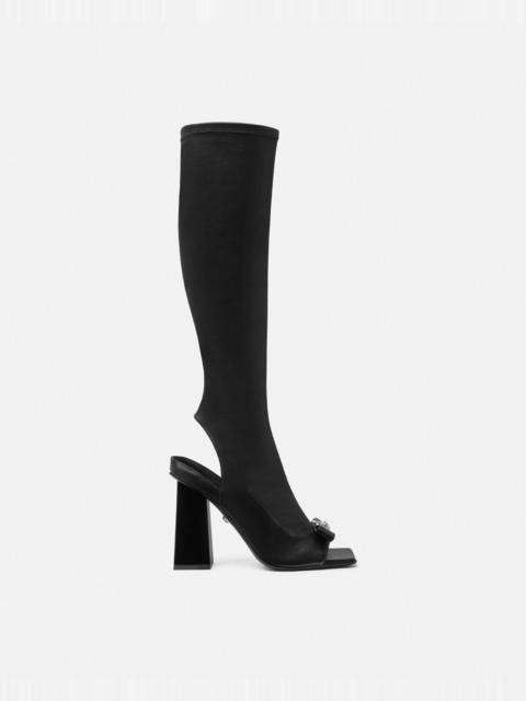 VERSACE Gianni Ribbon Open Knee-High Boots