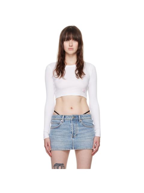 Alexander Wang White Cropped Long Sleeve T-Shirt