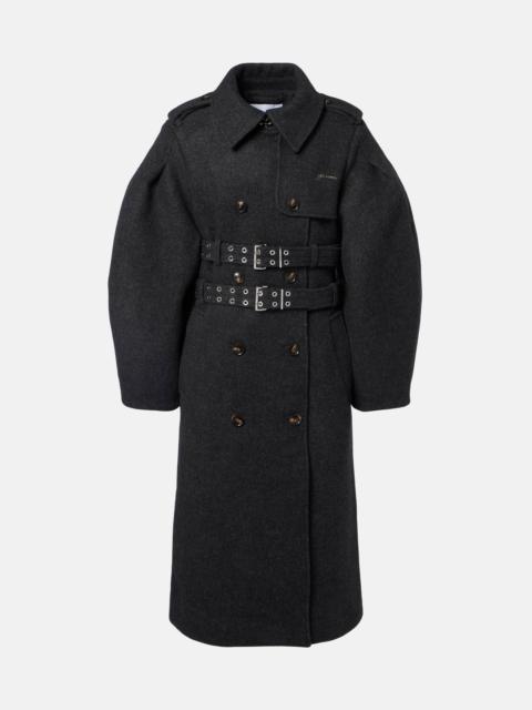 GANNI Belted wool and cashmere-blend coat