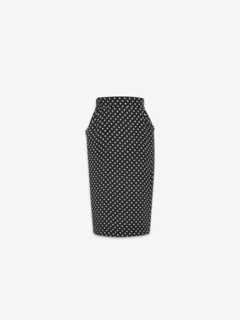 SAINT LAURENT pencil skirt in dotted silk charmeuse