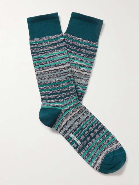 Crochet-Knit Cotton-Blend Socks
