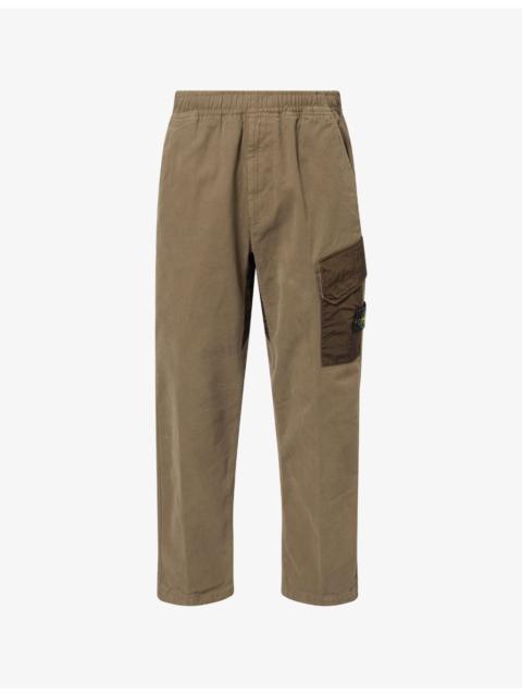 Stone Island Logo-Patch Panelled Cotton Trousers
