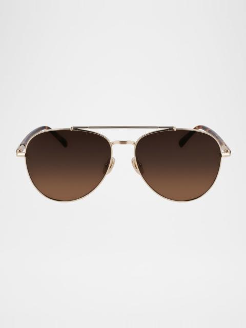 FERRAGAMO Men's SF316S Prisma Metal Aviator Sunglasses