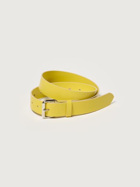 AURALEE GLAZED LEATHER ROLLER BUCKLE BELT
