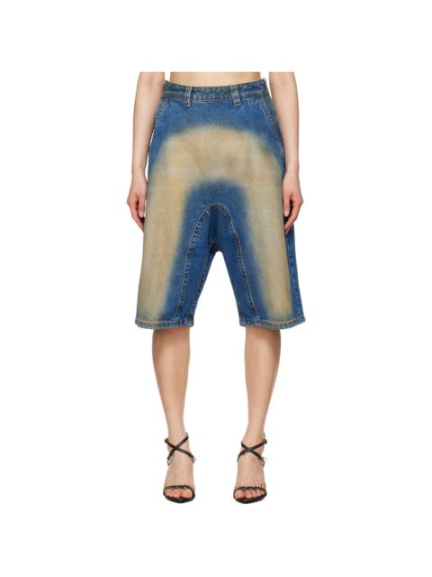 Blue Souffle Denim Shorts