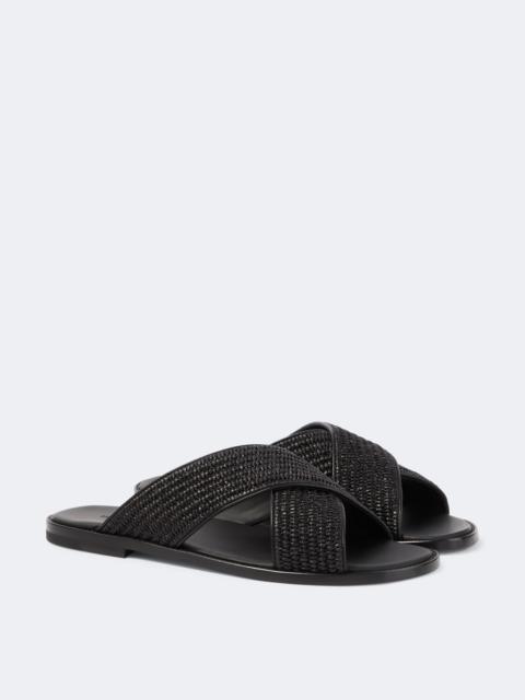 Manolo Blahnik Otawi raffia slides