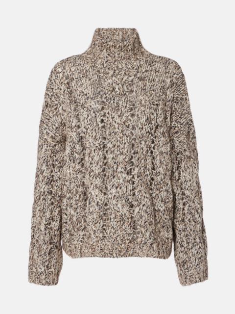 Brunello Cucinelli Cable-knit wool and cashmere turtleneck sweater