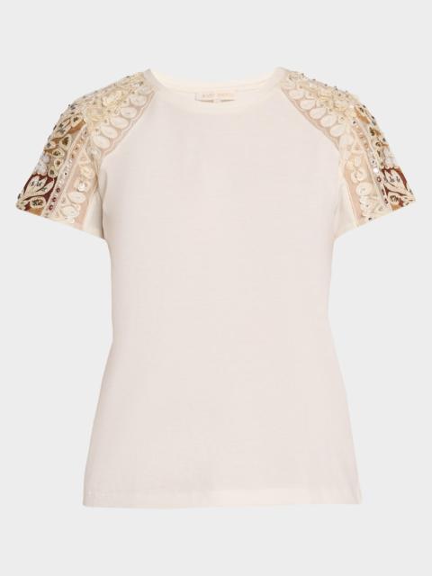 RAMY BROOK Tyler Embellished-Sleeve T-Shirt