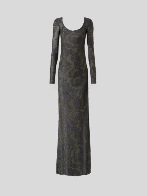 Etro CHENILLE JACQUARD LONG DRESS WITH PAISLEY FOLIAGE MOTIF