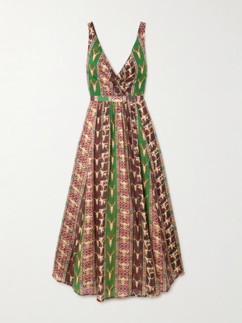 EMPORIO SIRENUSE Tullia Arizona Pleated Printed Cotton Maxi Dress