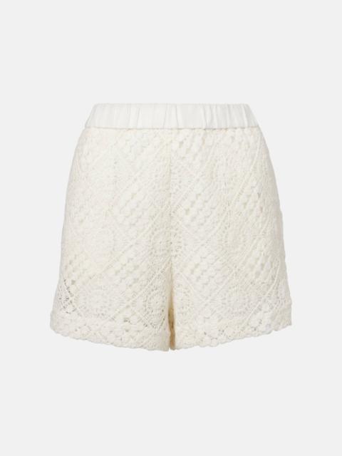 SIR. Crochet high-rise cotton shorts