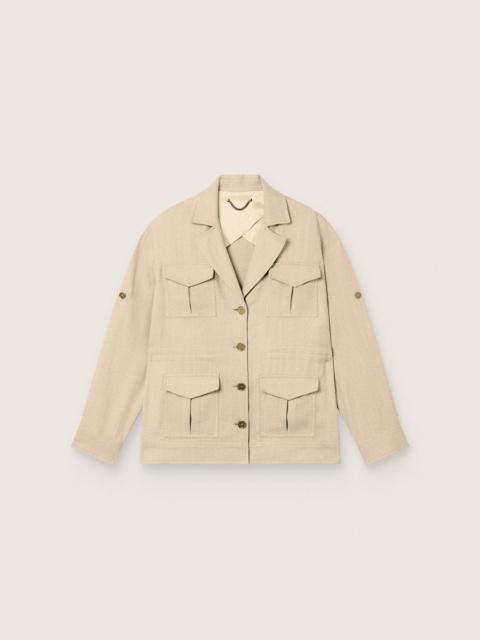 Golden Goose Women’s safari jacket in beige viscose micro-chevron