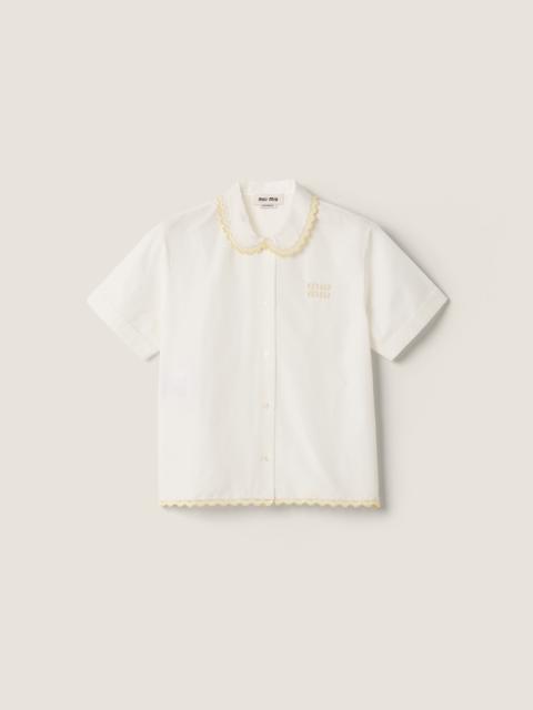 Miu Miu Embroidered slub poplin shirt
