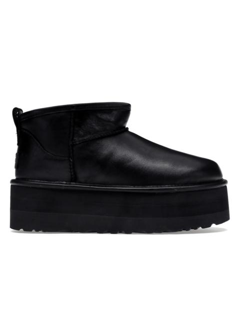 UGG UGG Classic Ultra Mini Platform Boot Black Leather (Women's)