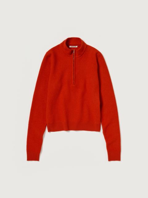 AURALEE SMOOTH FULLED WOOL KNIT HALF ZIP P/O
