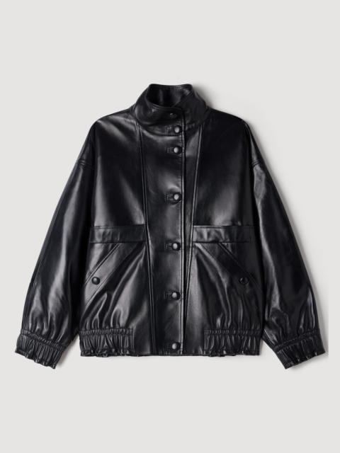 Sandro OVERSIZED LEATHER JACKET