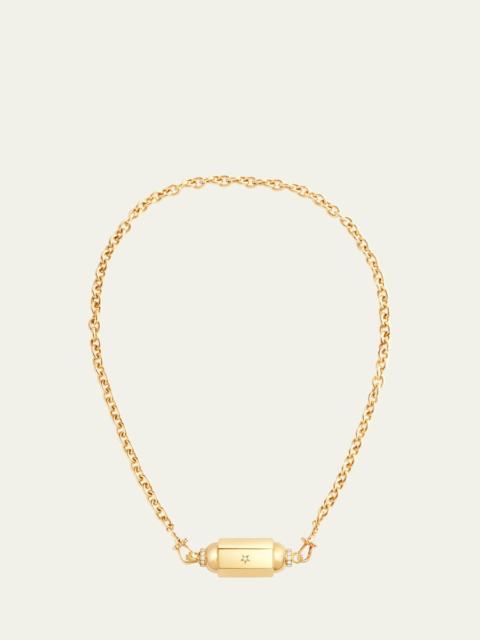 MARIE LICHTENBERG 18K Yellow Gold Jumbo Locket Necklace on Classic Rosa Chain, 37cm