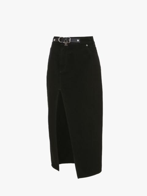 JW Anderson PADLOCK STRAP LONG SLIT DENIM SKIRT