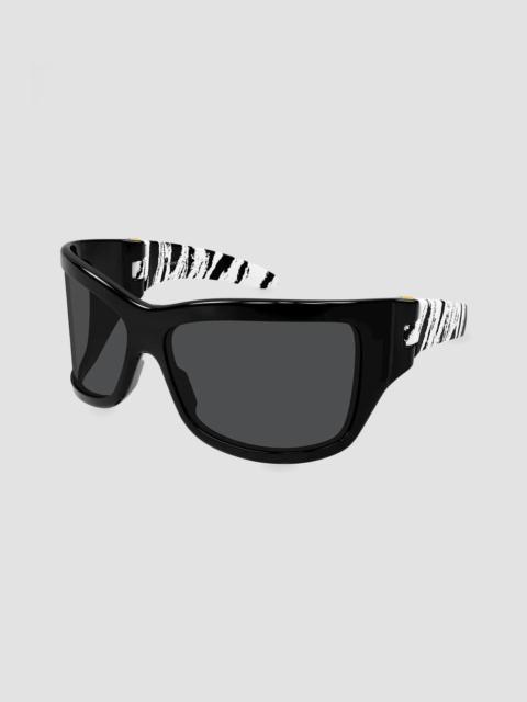 Bottega Veneta Women's Intrecciato 74MM Oversized Wrap Sunglasses - Black