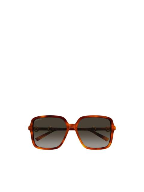 GUCCI Horsebit square-frame sunglasses
