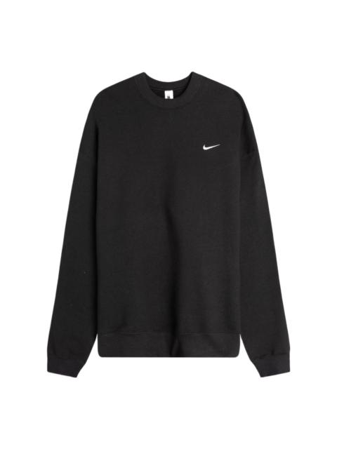 Nike Nike Solo Swoosh Fleece Solid Color Logo Embroidered Long Sleeves Unisex Black CV0554-010