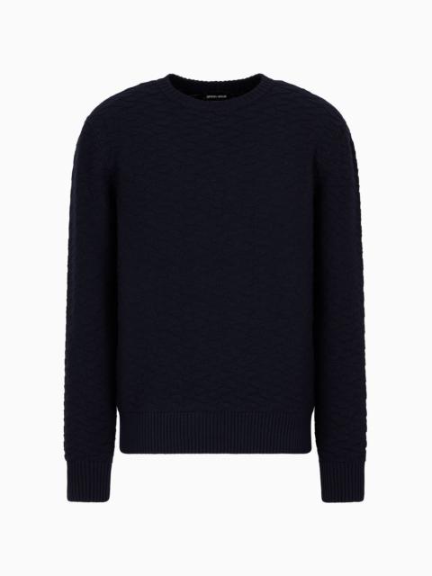 GIORGIO ARMANI Jacquard virgin-wool blend crew-neck jumper