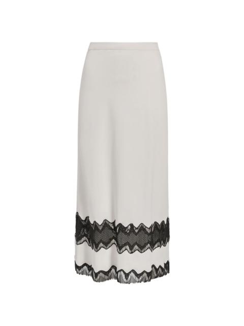 Another Tomorrow lace high-waist midi skirt