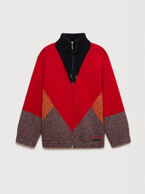 Marni RED WOOL-CASHMERE JACKET WITH "M" DETAIL