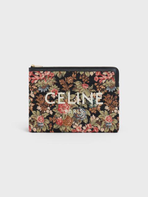 CELINE SMALL POUCH  IN  FLORAL JACQUARD WITH CELINE PARIS