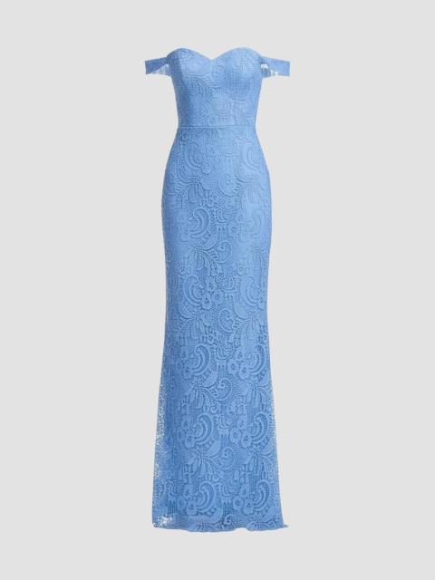 Dress The Population Women's Dorothy Lace Off-the-Shoulder Column Gown - Sky