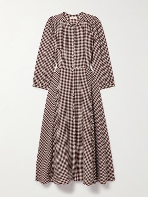 DÔEN Marielle Checked Organic Cotton-flannel Midi Dress
